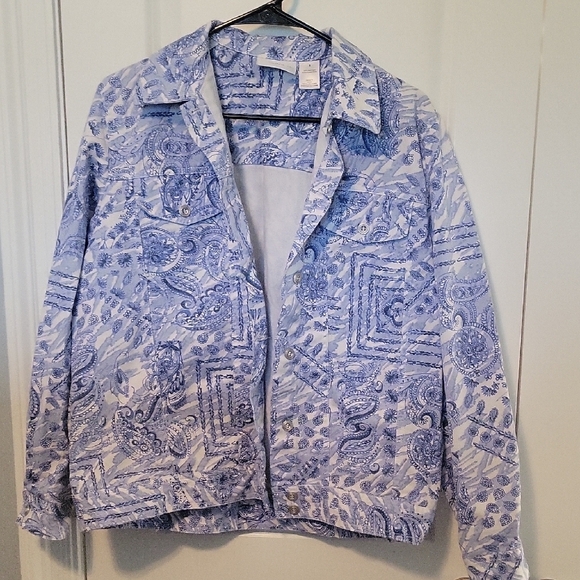 Stylish Blue Patterned Women's Jacket - Picture 1 of 3